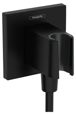 Produktbild von hansgrohe FixFit E Wandanschluss mit Brausehalter, mattschwarz, 1 Stk.