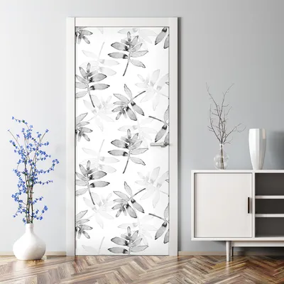 Produktbild von Dekorative Türposter selbstklebend Klebefolie Wandaufkleber Tür dekoration Graue Blätter 77 x 200 cm