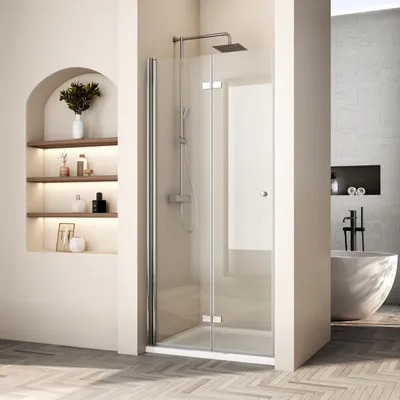 Image de Heilmetz Paroi de douche Paroi de douche 80x185cm Porte pliante en verre de sécurité ESG avec nano-revêtement Porte de douche