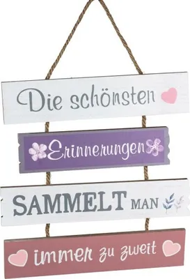 Produktbild von 4 teiliges Schild 29x30cm - Schilderset aus Holz zum Aufhängen - Erinnerung
