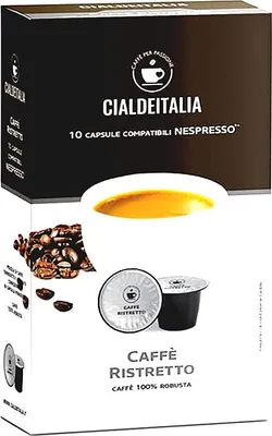 Produktbild von Cialdeitalia - Kaffeekapseln Ristretto kompatibel mit Nespresso Maschinen - 100 Prozent Robusta - intensiver und vollmundiger Geschmack - 120 Kapseln