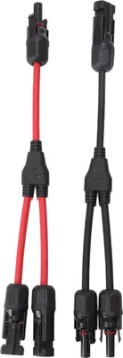 Image de 2 connecteurs solaires en Y, 1 répartiteur, câble adaptateur PV parallèle, fiche filaire, 1000 V CC, rouge, noir