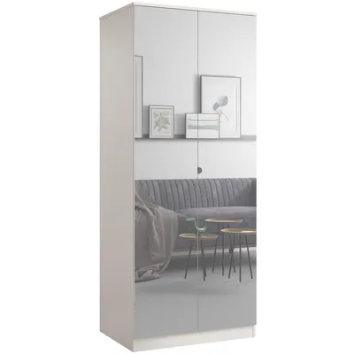 Kleiderschrank zum Schlafzimmer für Kleidung mit Spiegel, Höhe: 200cm, Breite: 80 cm, kaschmir