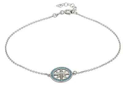 Produktbild von Fußkette Fußkettchen Kompass Stern 925 Silber Damen Mädchen Geschenk