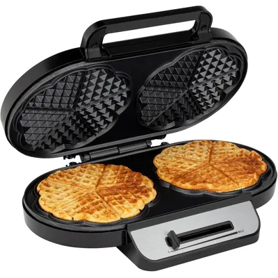 Produktbild von Herzförmiger Waffeleisen Waffelmaschine - 2 Waffeln - 1200 W - Antihaftbeschichtung - Stufenlos einstellbare Bräunung