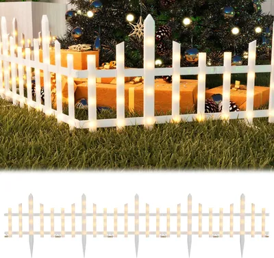 Obrázok produktu pre JOIEYOU LED dekoratívne ploty na vianočný stromček 8 kusov plotov s 8 svetelnými režimami LED osvetlenia, teplé biele osvetlenie plotov pre záhradu, svadbu, Halloween, vianočné dekorácie (vlnitý tvar, 280 cm)