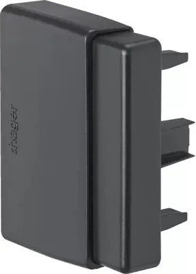 A close-up, angled view of a dark gray electrical component.
