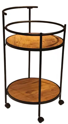 Immagine prodotto di Elegante carrello di servizio in legno e acciaio inox di colore marrone