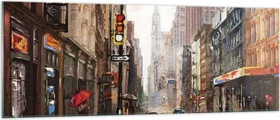 Produktbild von Bilder auf glas - Einteilig - New York Aquarell - 140x50cm - Glasbilder - Wandbilder - Bilder - zum Aufhängen bereit - Wanddekoration aus Glas - Glas Bilder - Wandbild auf Glas - GAB140x50-4590