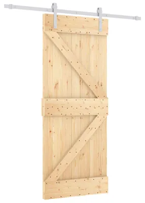 Obrázok produktu pre vidaXL Posuvné dvere v prírodnej a bielej farbe, 80 x 210 cm, masívne borovicové drevo