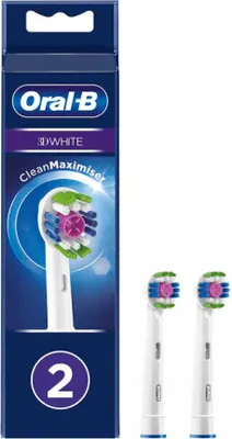 Obrázek produktu pro Oral-B 3D White Clean Maximiser Brush Heads, 2 kusů, Bílá, CleanMaximiser, Oral-B, 10,9 g, 18 mm