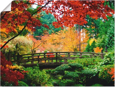 Produktbild von ARTland Poster Eine Brücke im japanischen Garten Größe: 40x30 cm