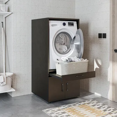 Produktbild von Roomart Waschmaschinenschrank 67 cm breit, Schwarz-Eiche