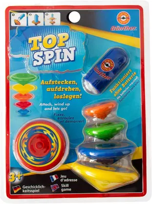 Immagine prodotto di Paul Günther 1560 - Top Spin, gioco di abilità per bambini a partire dai 3 anni di età, incluse 5 trottole e un dispositivo di avviamento, diametro circa 4 - 8 cm, senza batterie, divertimento ideale per bambini e adulti