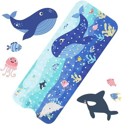 Zdjęcie produktu dla Mata antypoślizgowa do kąpieli dla dzieci Unyqoos®, kolorowy motyw z kreskówek, 100 x 40 cm, ponad 200 przyssawk, PVC wolne od BPA oraz antypoślizgowy kauczuk, można prać w pralce