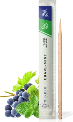 Produktbild von Wunder Zahnstocher Zahnstocher mit Geschmack - 200er Set Traube Minze Einzeln verpackt für deinen Lifestyle