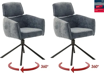 Produktbild von Armlehnstuhl >QUEBEC< (2-er Set) in Anthrazit, Polyester - 60x92x64cm (BxHxT)