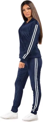 Image de Survêtement de sport haut de gamme pour femme, bleu et blanc – XS
