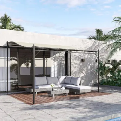 Produktbild von Gartenpavillon – Terrassenüberdachung und Gewächshaus mit den Maßen 297 x 297 cm, mit wetterbeständigem Polyesterdach in Creme