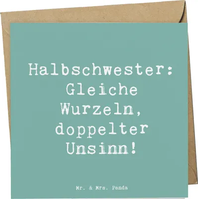 Produktbild von Mr. & Mrs. Panda doppelkarte Spruch Halbschwester Unsinn - Meeresbrise - Geschenk, Patchworkfamilie, Glückwunschkarte, herzerwärmende Sprüche, Klappkarte, anlasskarte