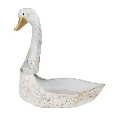Obrázok produktu pre Clayre & Eef Držiak na rastliny Swan 40x21x40 cm Biely kov
