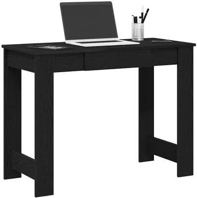 Produktbild von Solidchoice – Schwarzer Schreibtisch mit großem Tischplattenbereich für Computer und Dokumente