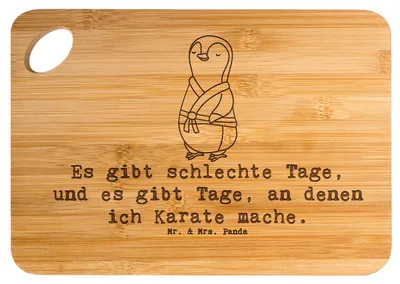 Produktbild von Mr. & Mrs. Panda Schneidebrett Pinguin Karate - Transparent - Geschenk, Verein, Kampfsportart, Selbstverteidigung, Kampfkunst, Holzbrett, holzschneidebrett, snackbrett