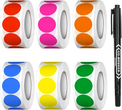 Productafbeelding van Zelfklevende stickers 3000 stuks, 20 mm, 6 kleuren, rond, voor categoriseren