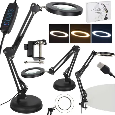 Obrázek produktu pro KIK KX2987 Multifunkční kosmetická lampa s lupou 12W, USB, černá
