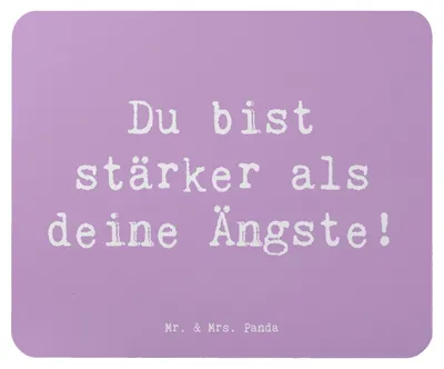 Produktbild von Mr. & Mrs. Panda Mauspad Spruch Angst überwinden - Lavendeltraum - Geschenk, Trost, Zuversicht, mausteppich, computer mousepad, Liebe, Selbstbewusstsein, innere Stärke