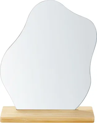 Produktbild von BELIANI Dekospiegel Hellbraun aus Bambus 22 x 19 cm Unregelmäßige Form Tischspiegel Dekoration für Wohnzimmer Schlafzimmer Flur Tisch Regal