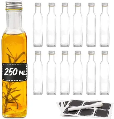 Productafbeelding van Set van 12 Lege Glazen Flessen met Schroefdop 250ml