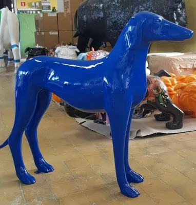 Zdjęcie produktu dla Casa Padrino XXL Rzeźba dekoracyjna Greyhound Blue 110 cm - Dekoracja salonu i ogrodu