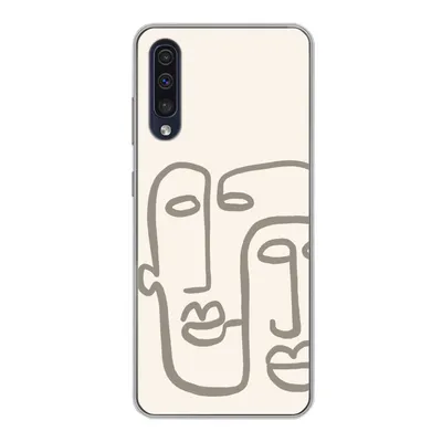 Produktbild von MuchoWow® Handyhülle Schutzhülle Hülle für Samsung Galaxy A30s Gesicht - Abstrakt - Strichzeichnung Silikon Softcase Handy Hülle - Karteninhaber