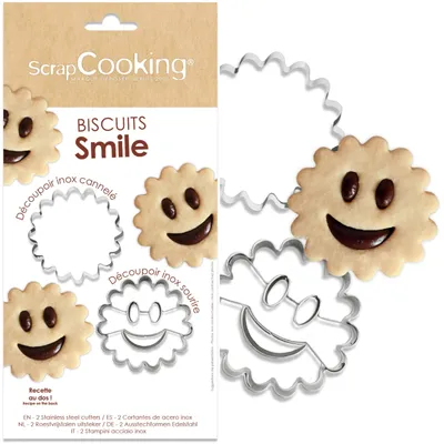 Imagen del producto de ScrapCooking - 2 moldes de acero inoxidable con forma de "sonrisa" - Cortadores de galletas de la marca Gesi