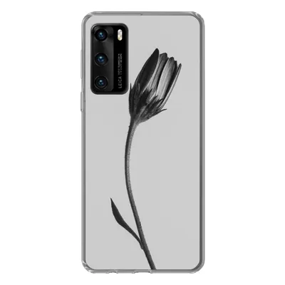Produktbild von MuchoWow® Handyhülle Schutzhülle Hülle für Huawei P40 Pflanze - Makro - Schwarz - Weiß Silikon Softcase Handy Hülle - Handytasche