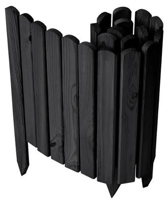 Produktbild von Garronda Beeteinfassung Holz Rollzaun Gartenzaun imprägniert Flexibler Rollborder Rasenkante  Länge: 100 cm (Graphite, Höhe: 40 cm)
