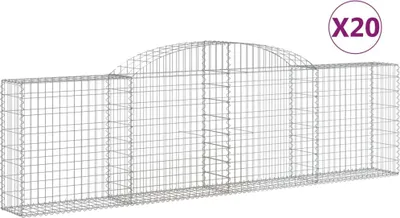 Productafbeelding van vidaXL Gabionen met boogvorm, 20 stuks, 300x30x80/100 cm, verzinkt staal