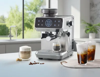 Produktbild von CASO EspressoGourmet & Grind Siebträgermaschine Edelstahl mit Mahlwerk, Farbe:Silber