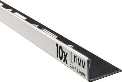 Produktbild von 10x L-Profil Edelstahlschiene Fliesenschiene Fliesenprofil L250cm 11mm glänzend