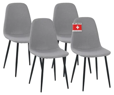 Obrázek produktu pro Jídelní židle Albatros BARI s látkovým potahem, sada 4 židlí v šedé barvě, stylový vintage design, nosnost 110 kg, čalouněná židle - moderní kuchyňská židle