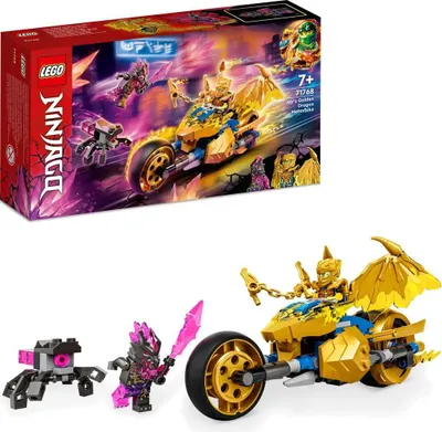 Produktbild von LEGO 71768 NINJAGO Jays Golddrachen-Motorrad, Set mit Jay-Minifigur und Drachen- und Schlangen-Figuren, Spielzeug für Kinder ab 7 Jahre