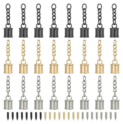 24 Quasten-Endkappen, Legierung, Gold/Schwarz/Silber, DIY