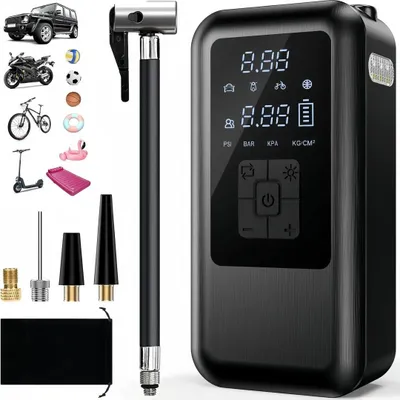 Produktbild von Elektrische Luftpumpe 6000mAh 150 PSI Tragbar Kompressor mit 4 Modi, Digital LCD und LED Licht für Auto Motorrad Fahrrad Bälle