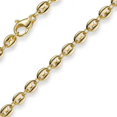 Produktbild von 4mm Kette Collier Bohnenkette Schiffsankerkette 585 Gold Gelbgold 60cm Uni