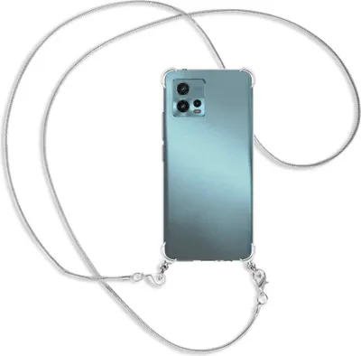Produktbild von Handykette Backcover-Schutzhülle mit Band (Metall silberfarben) für Motorola Moto G72 (6.55'') - silberfarbene Snake-Kette