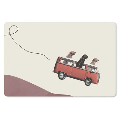 Produktbild von MuchoWow® Mauspad Mousepad Hund - Retro - Bus 27x18 cm - Mousepads - Maus Mat - Pad - Mausunterlage - Büroartikel - Desk Matten
