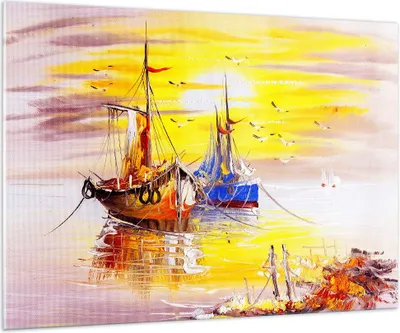 Produktbild von Bilder auf glas - Boote Sonne Meer Reisen - 100x70cm - Glasbilder - Wandbilder - Kunstdruck - zum Aufhängen bereit - Wanddekoration aus Glas - Glas Bilder - Wandbild auf Glas - GAA100x70-2882
