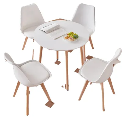 Immagine prodotto di Set da pranzo, design moderno e minimalista, sedute imbottite, set bianco