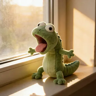 Produktbild von Grüne schreiende Echse Kuscheltier Plüschtier 20cm Zunge raus Stofftier Echse grün Kinder Geschenk